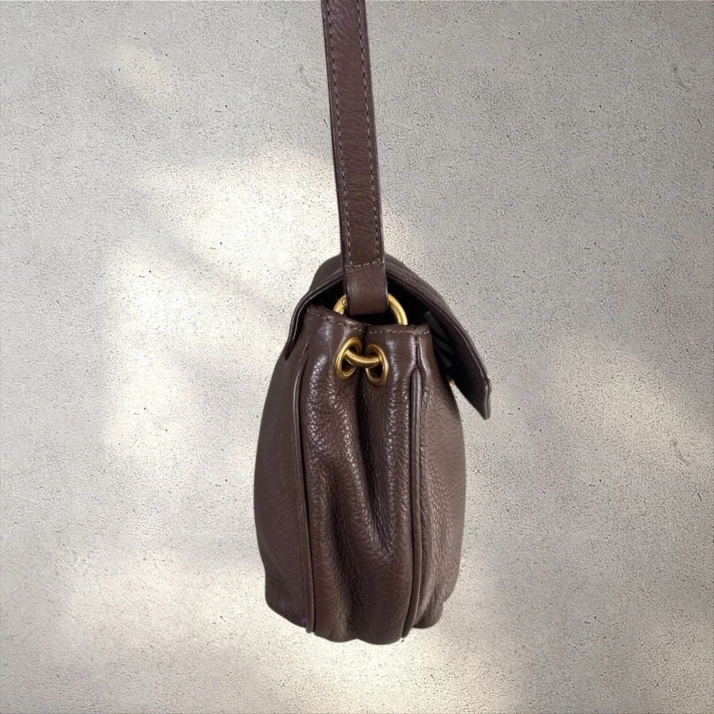 Marc by Marc Jacobs Brown Leather Crossbody Flap Bag Gold Hardware